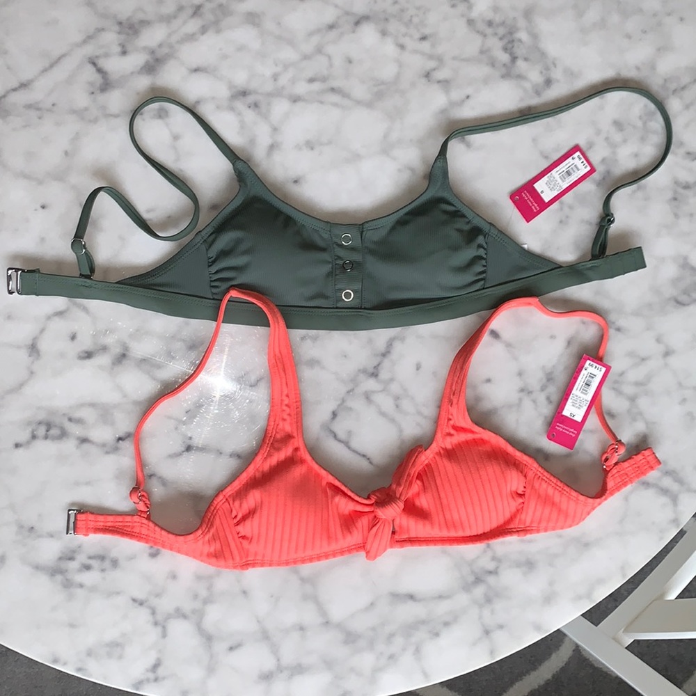 🆕 NWT set of 2 - xhilaration Ribbed Adjustable Strap Swimsuit Bikini Tops